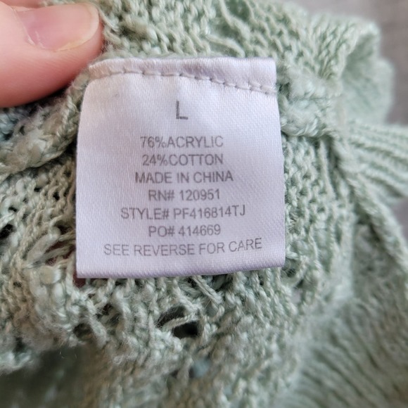 SALE-Pink rose women's sea foam green open knit sweater size M/L - Picture 11 of 11